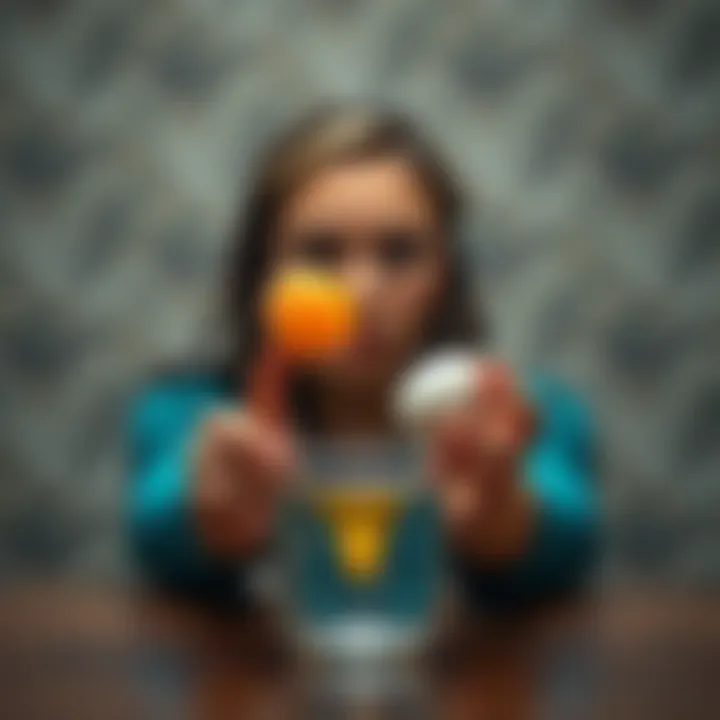 A woman in St. Petersburg showing her mind power by separating an egg yolk and egg white in water, with the two components floating apart.