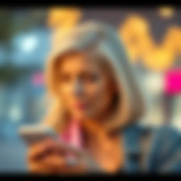 Woman Searching for Love A woman over 40 looking at her phone with a thoughtful expression, hinting at her quest for a Taurus man in dating apps.