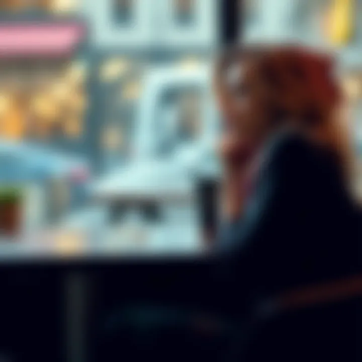 Woman Thinking About Marriage A 29-year-old woman looking thoughtful while sitting at a cafรฉ, reflecting on her future and marriage, with a ring on the table beside her