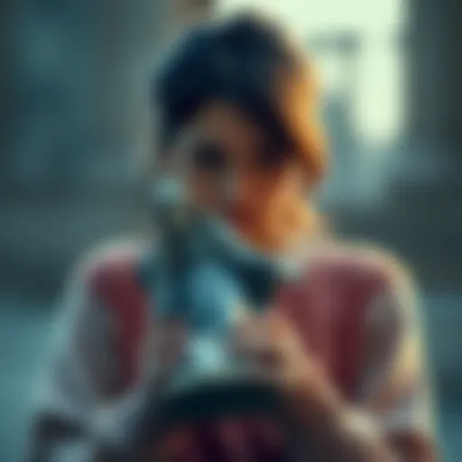 A woman looks distressed while holding a broken statue of Santisima, symbolizing her shattered beliefs and love during a conflict with her boyfriend.