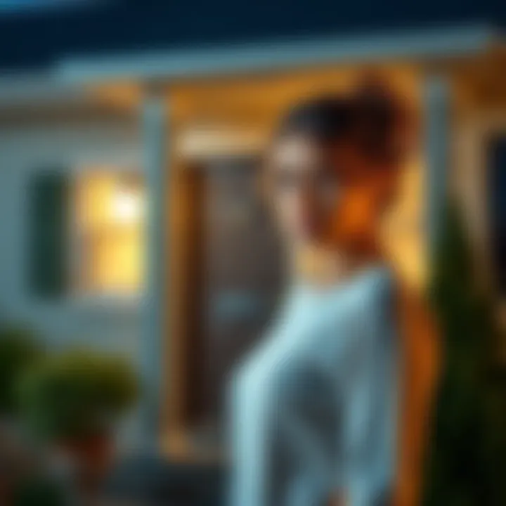 A woman standing outside a house, looking confused and claiming to be someone's girlfriend, resembling a long-lost crush from 17 years ago