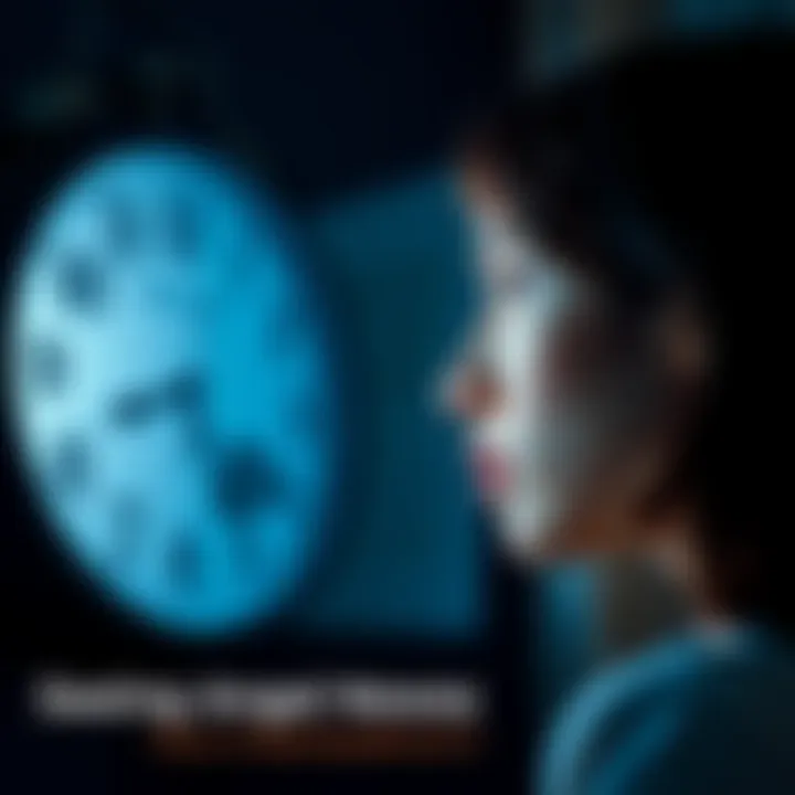 Woman looking at clock showing 11:11 A young woman gazing at a clock displaying 11:11, showing signs of anxiety