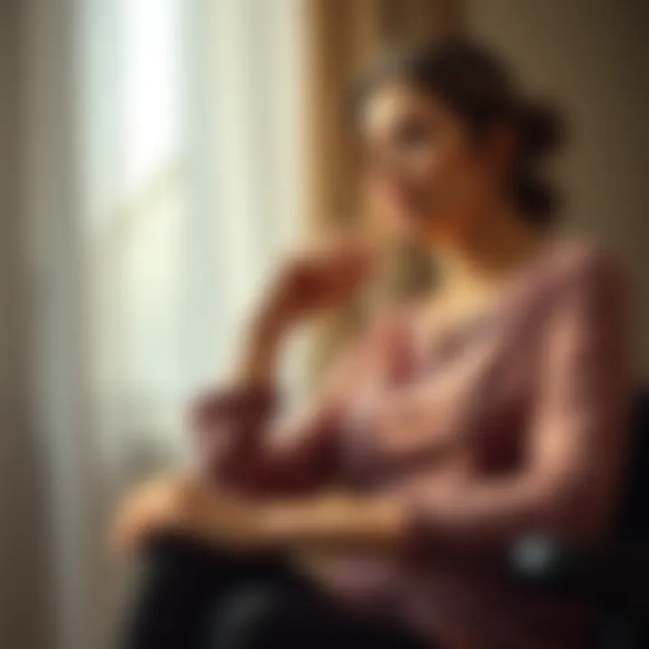 A 32-year-old woman sitting thoughtfully with a baby toy in her hand, reflecting on the idea of becoming a mother.