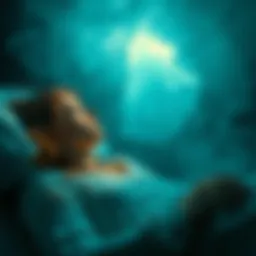 A woman appears startled in her dreams, seeing a ghostly figure resembling her boyfriend's late mother, surrounded by a misty ambiance.