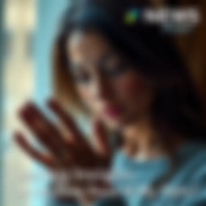 A 32-year-old woman looks closely at her palm lines, seeking guidance in palmistry.