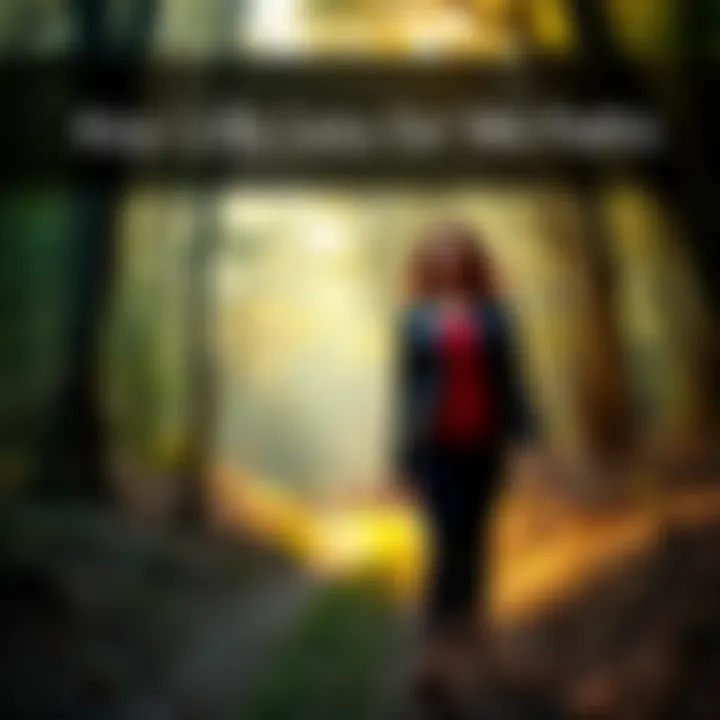 An inquisitive woman walking along a forest path, symbolizing curiosity and exploration in life.