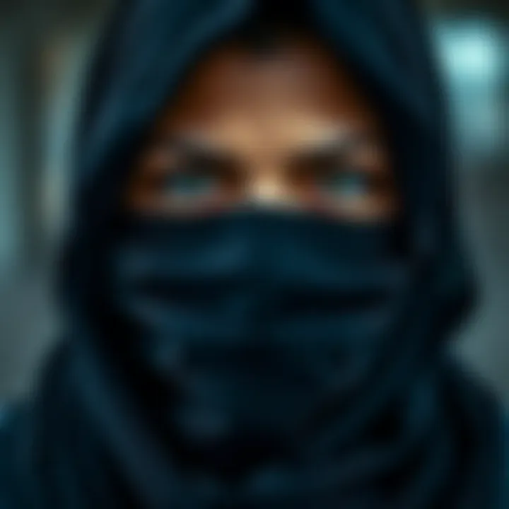 A woman wearing a full face covering, showcasing her eyes and facial expressions, symbolizing the practice of veiling in different cultures.