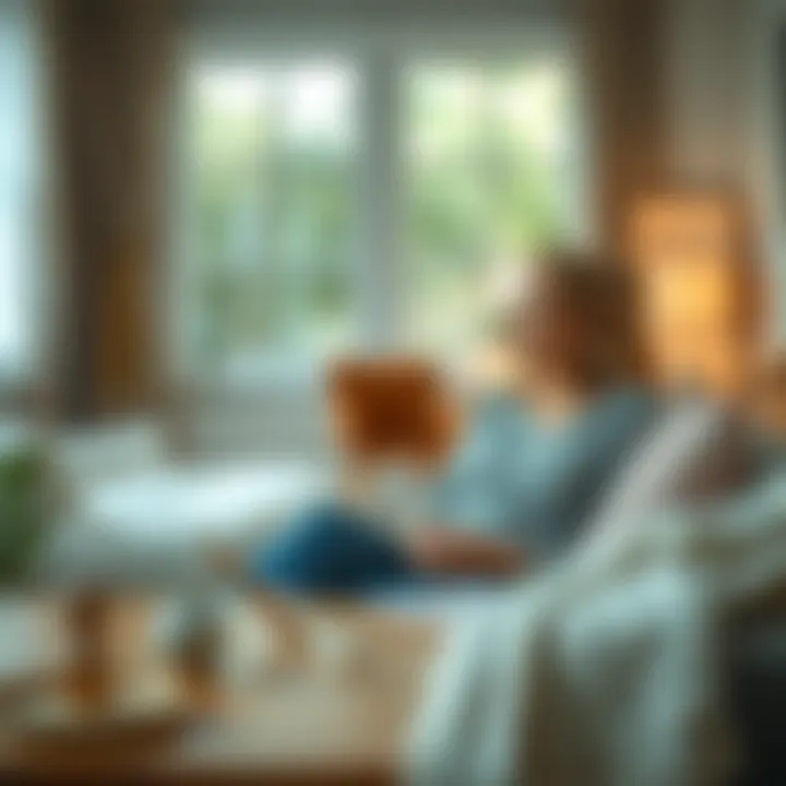 A 36-year-old woman sitting in a cozy room, speaking about her health experiences and dreams of motherhood, with notes and dowsing tools on a table