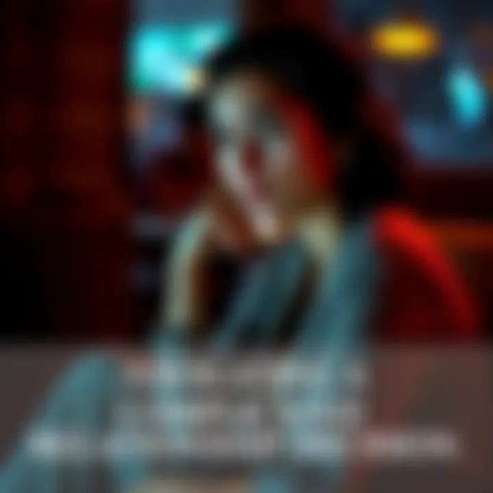 A woman sits alone, looking contemplative, weighing her feelings about a complicated romantic relationship, with a concerned expression on her face.