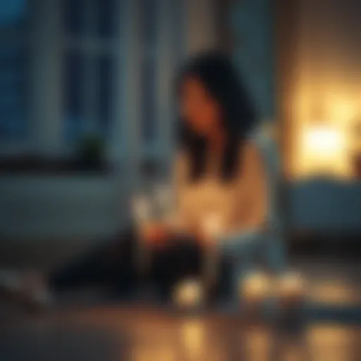 A woman lights candles while sitting on the floor, expressing her desire to remove a third party from her relationship.