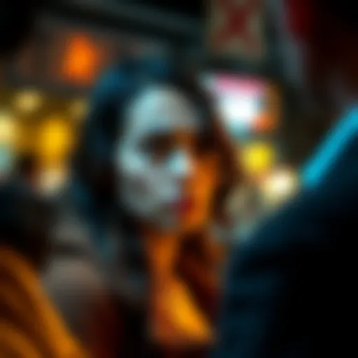 A woman looks conflicted while glancing towards a man, her expression a mix of interest and hesitation.