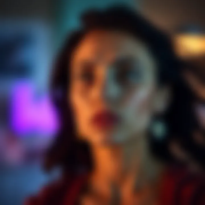 A woman in her 30s looks contemplative, showcasing a blend of assertiveness and longing, reflecting her journey from femininity to a dominant persona.