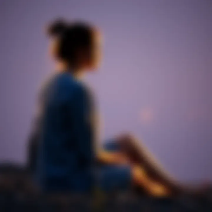 Woman Reflecting on Relationship A woman sitting alone, looking thoughtfully at the ground, symbolizing her contemplation of a complicated relationship with a Taurus man.