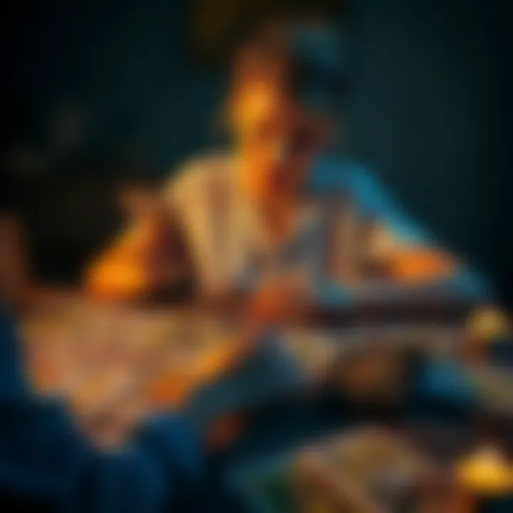 A woman looks at tarot cards spread on a table, pondering insights about her boyfriend's sales deal and commitment.