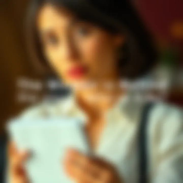 A woman looks thoughtfully while holding a notepad, symbolizing contemplation of identity and significance.