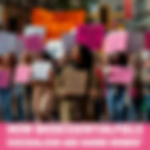 A group of women holding signs advocating for reproductive rights and autonomy, with bold messages against bioessentialism and fascism in the background.