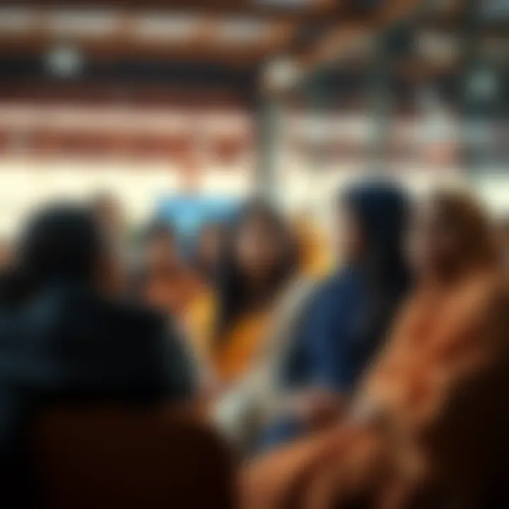 Women Sharing Experiences A group of women sitting together, discussing their relationships with partners influenced by Sun Dharakarka, showing a variety of emotions and expressions.