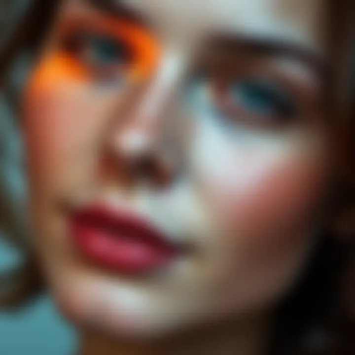 A close-up view of a woman's face showing a natural expression and a refined nose shape, highlighting beauty tips for a smaller nose.