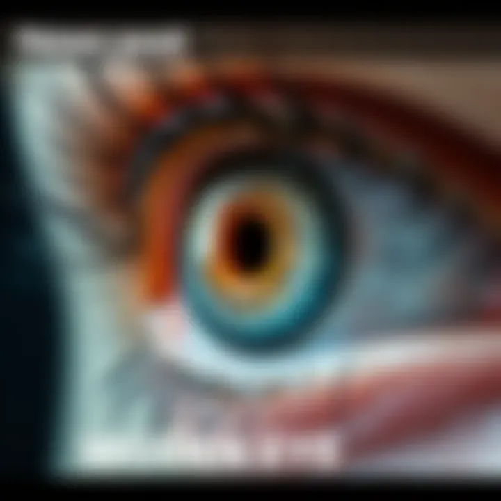 A close-up of a human eye with a wooden texture replacing the iris, showcasing the unique feature of a wooden eye.