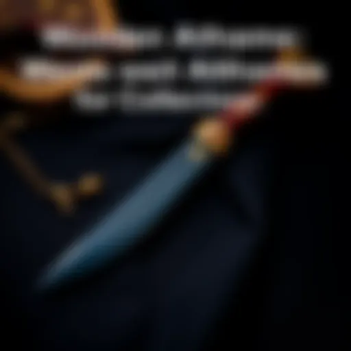 A beautiful wooden athame with a blackthorn palm stick design placed on a dark cloth background, showcasing its craftsmanship and charm for collectors.