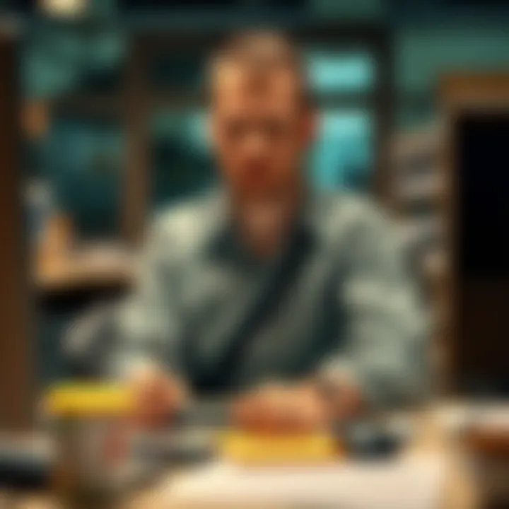 An employee sitting at a desk with a concerned expression, suggesting tension or discomfort in the workplace