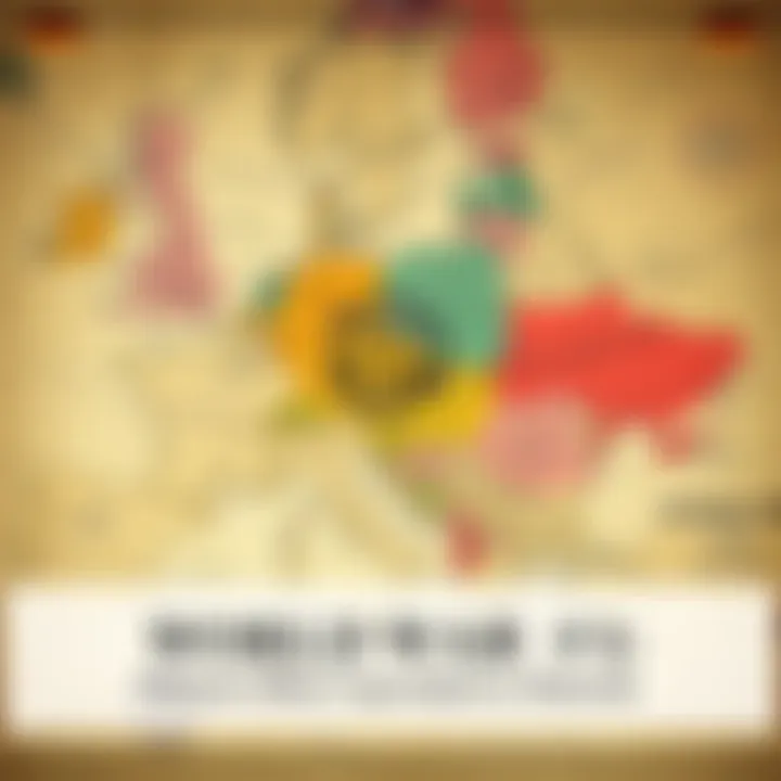 A vintage map showing alliances and military strategies during World War 1, highlighting key players like the US, Germany, and France.