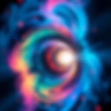 Wormhole Concept A visual representation of a wormhole with swirling colors, showing a tunnel connecting two points in space-time.