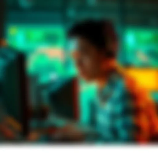 An anxious employee stares at a computer screen, contemplating job security amidst company budget cuts