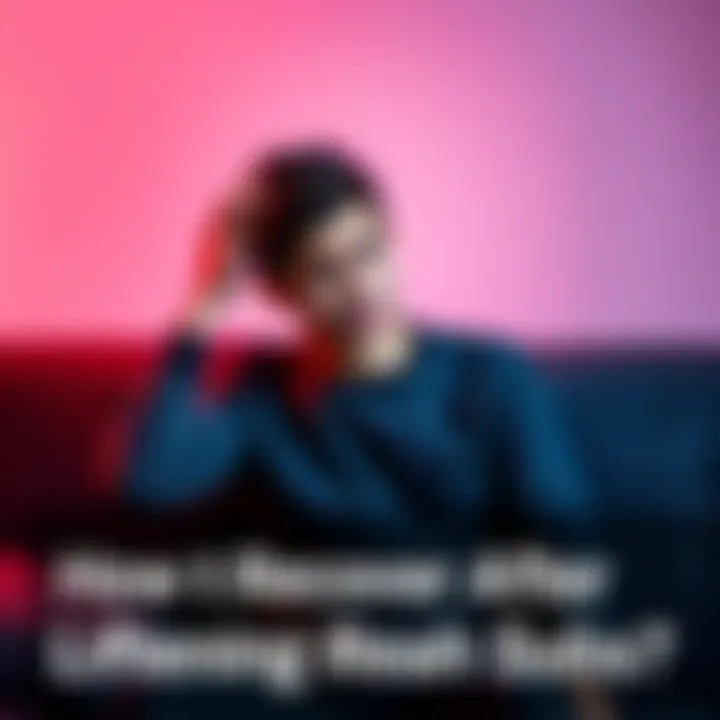 A person sitting on a couch, looking concerned while holding their head, reflecting emotional distress after listening to subliminals.