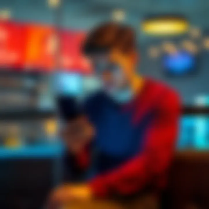 A person sitting alone with a worried expression while looking at their phone, symbolizing anxiety over relationships due to an app