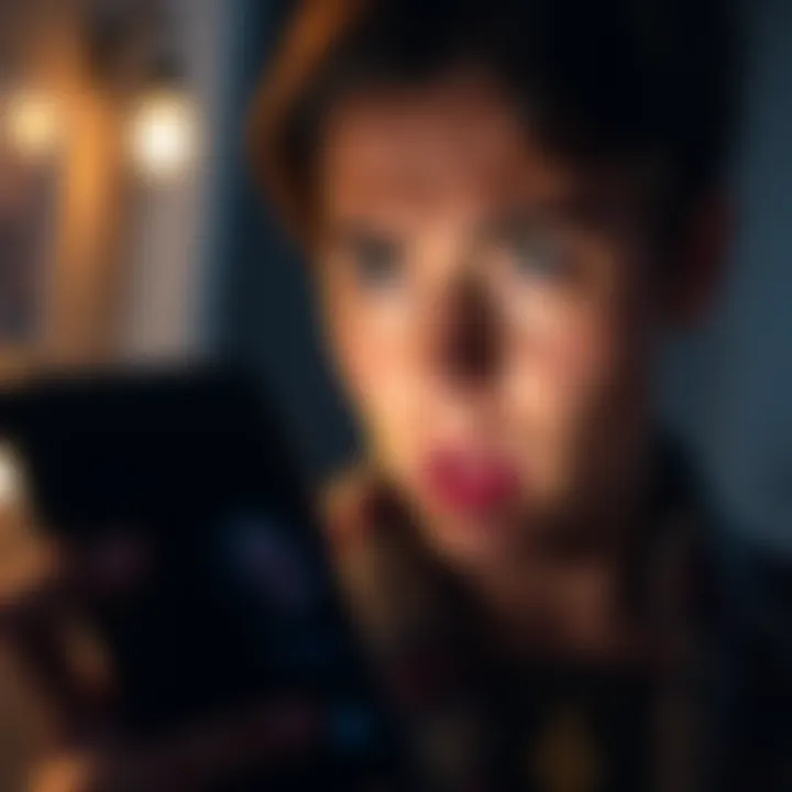 A concerned person stares at a phone, showing a blocked contact from a psychic.