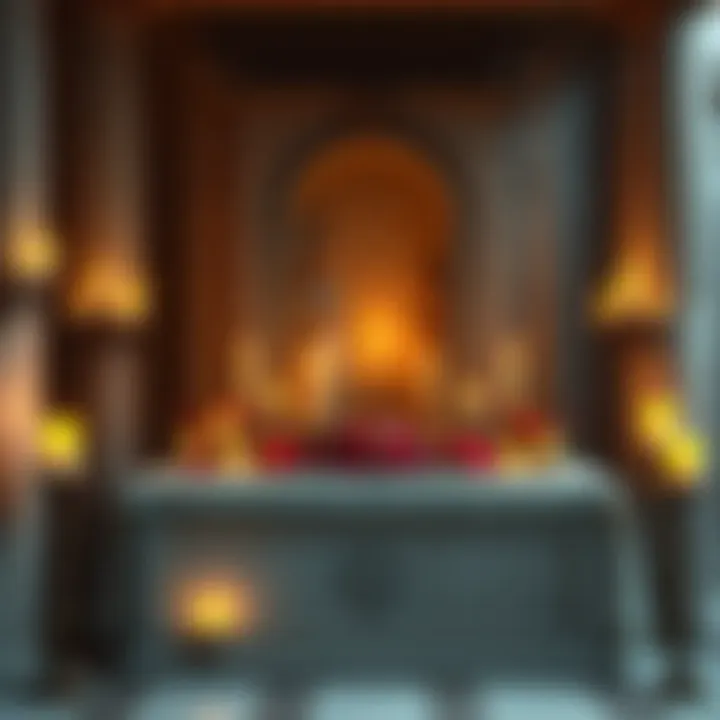 An altar with offerings to Aphrodite and Hecate, surrounded by candles and flowers, symbolizing Hellenism practices.