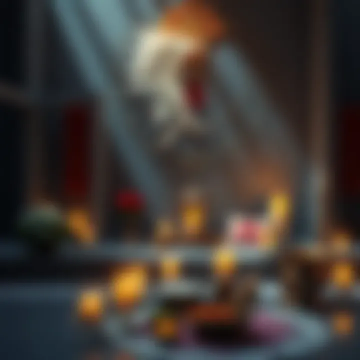 A peaceful worship shrine with candles, offerings, and a serene atmosphere