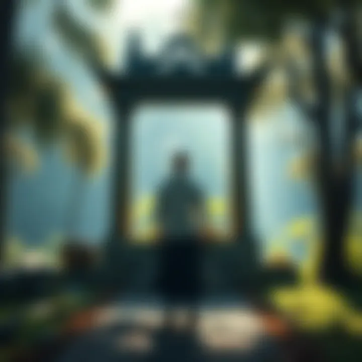 Worshiping Camulus A person standing before a stone altar with offerings, surrounded by a serene forest, symbolizing the worship of the ancient god Camulus.