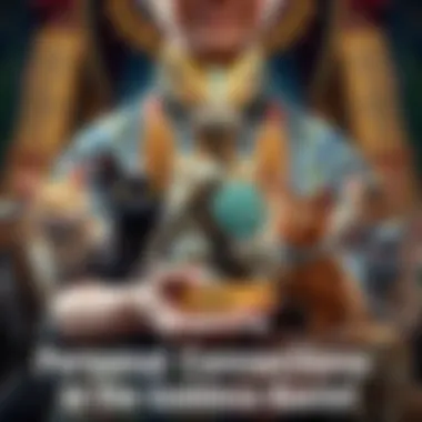 A person holding a small statue of the goddess Bastet surrounded by cats, representing personal connections and experiences related to Bastet.