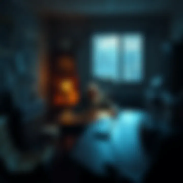 Writing a Will in an Old Office A person sitting at a desk in a dimly lit old office, writing a will for an elderly man, surrounded by vintage furniture and papers.