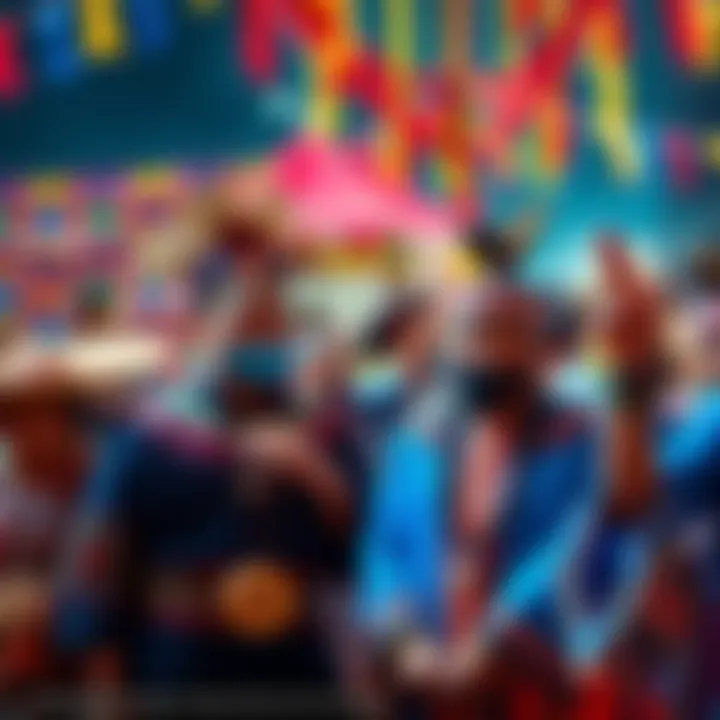 Yaqui People Celebrating Their Culture A group of Yaqui people in traditional clothing celebrating their rich heritage during a festival, with colorful decorations and traditional music in the background.