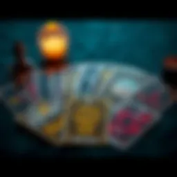 A tarot card spread featuring a yes/no reading with cards face up, offering guidance