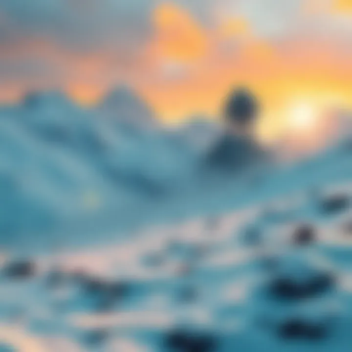 Yeti in the Himalayas A snowy Himalayan landscape with a shadowy figure resembling the Yeti in the background