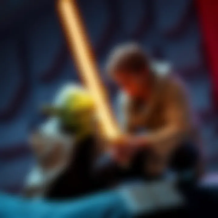 Yoda guiding Luke in a training session, symbolizing challenges and personal growth.