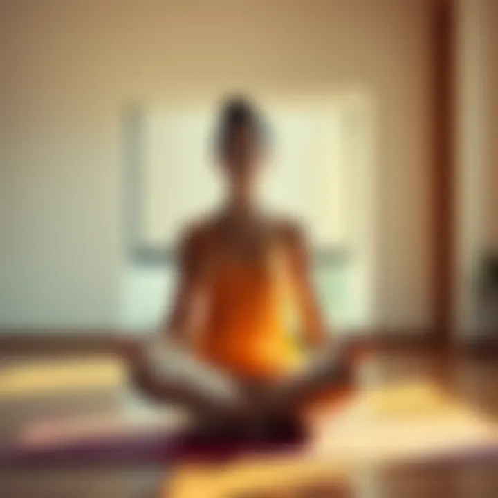 A person practicing yoga while focusing on breath control, seated in a meditative pose