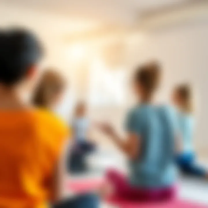 A new yoga instructor guides a small class of students in a bright studio, demonstrating poses with a focus on balance and mindfulness.