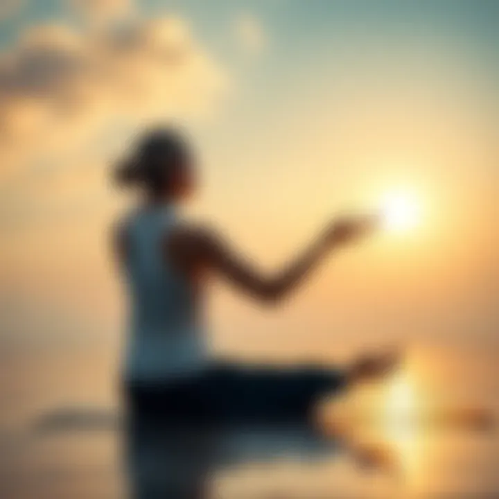 A person practicing yoga with a serene background, reflecting on Carl Jung's psychological insights