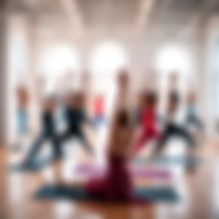 A diverse group of people practicing various yoga poses in a bright studio, showcasing accessible positions for all skill levels.