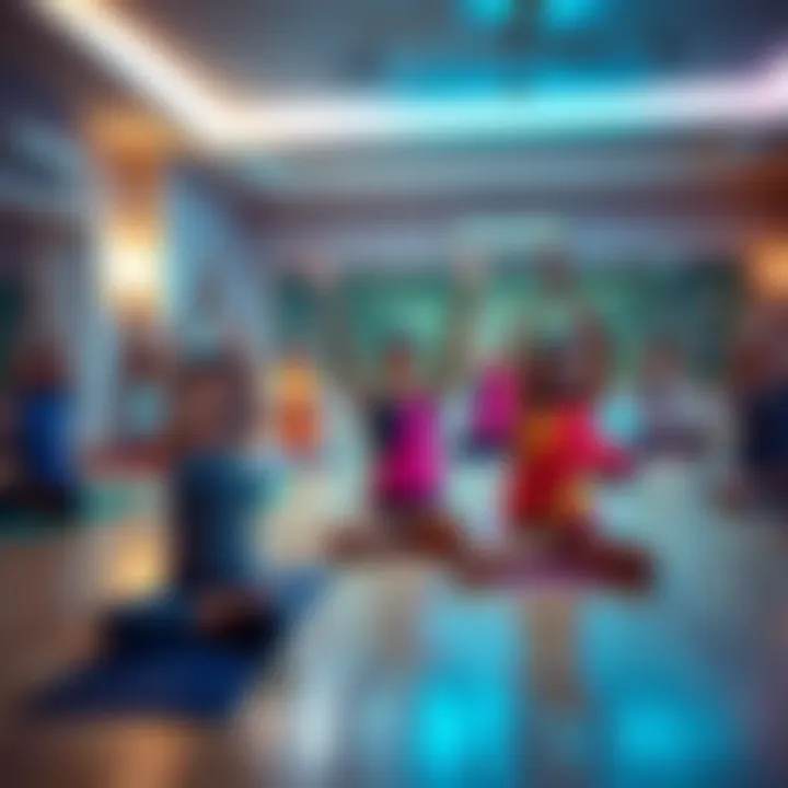 A group of people practicing yoga in a Mysore studio, some appear to be confused about their poses.