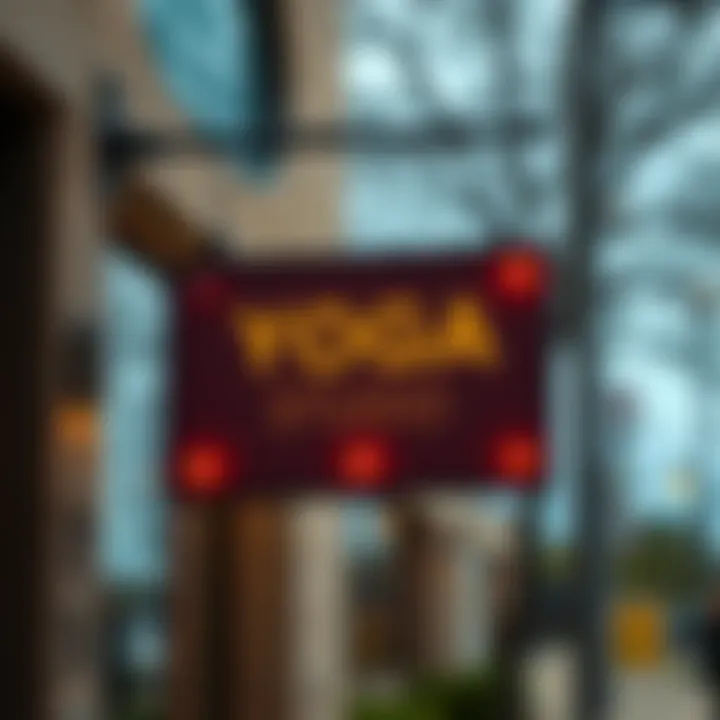 Yoga studio opening sign A sign announcing the opening of a new yoga studio in Virginia