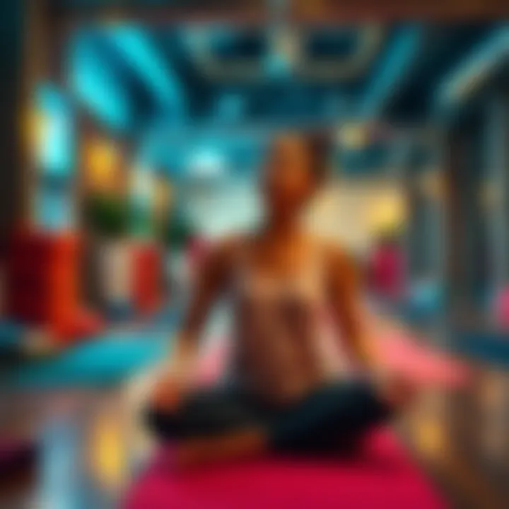 A former yoga teacher from China looking for guidance in Manchester, surrounded by yoga mats and local studios.