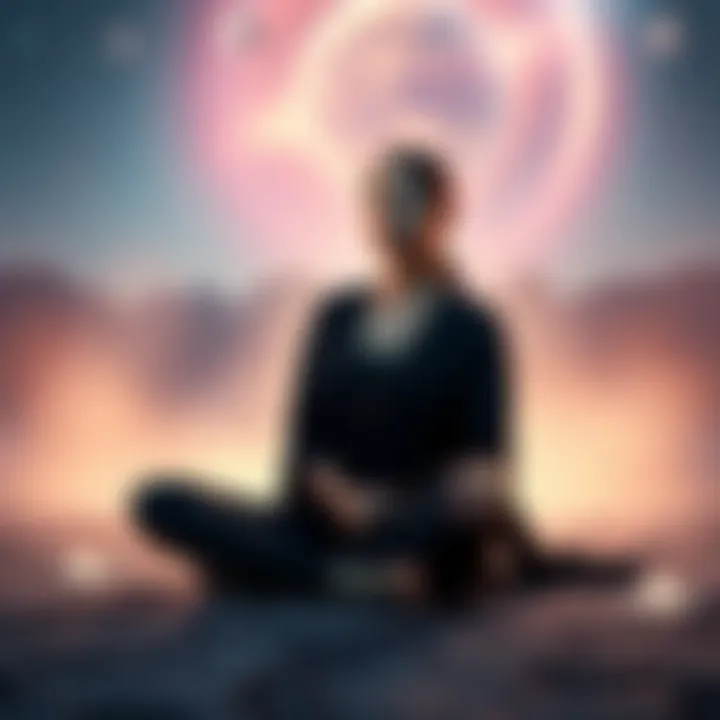 Yolanda Tong sitting in a serene setting, channeling insights from her spirit guide about the prison planet theory