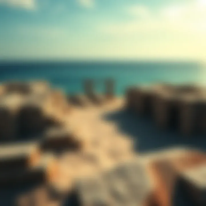 Sandstone Structure on Yonaguni Island A large sandstone structure with straight edges and ramps on Yonaguni Island, resembling an ancient city.