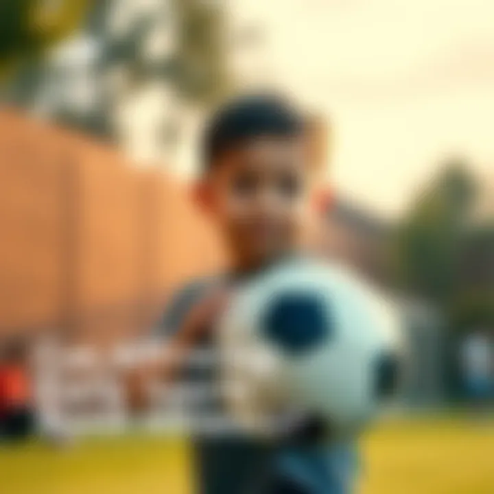 A young child holding a soccer ball, looking confident and ready to play sports, symbolizing early sports experience